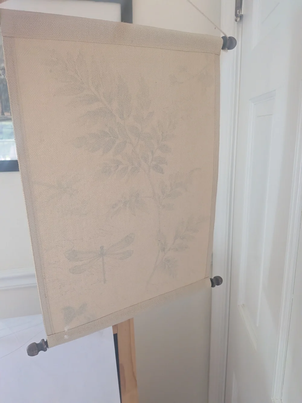 Botanical Dragonfly Wall Hanging - Beige and Green Home Wall Decor